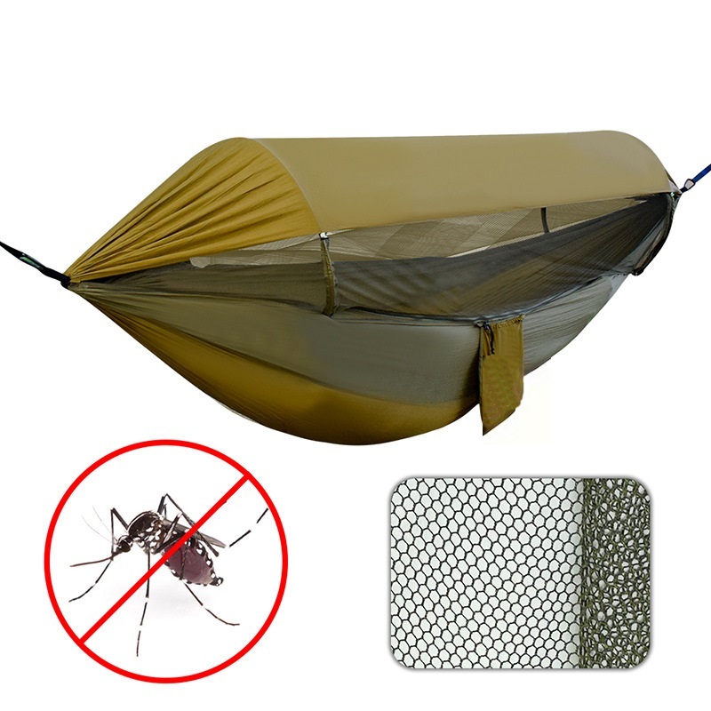 Hammock Rain Tarp - Campinghangmat met anti-muggengaas en bovenkap, UV-bescherming,