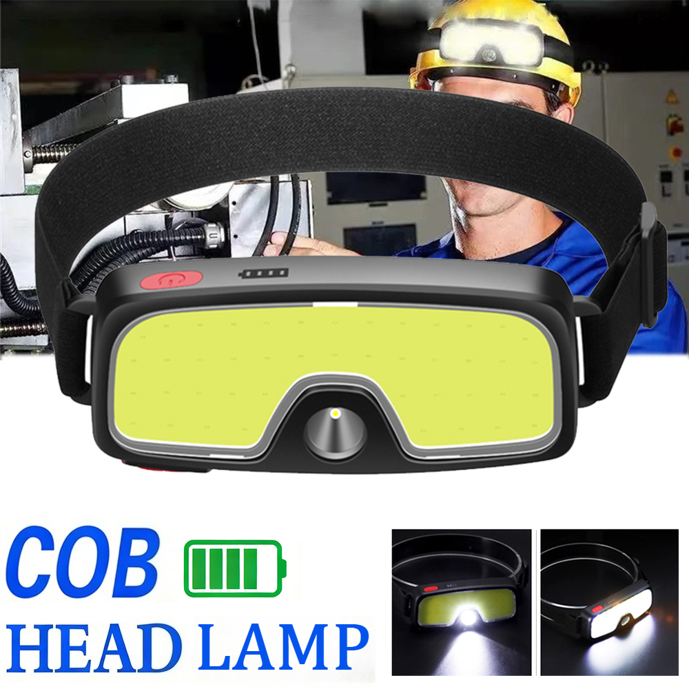 Headlamp Waterproof Rechargeable - Krachtige COB-koplamp Type-c/USB Oplaadbare hoofdzaklamp Ingebouwde