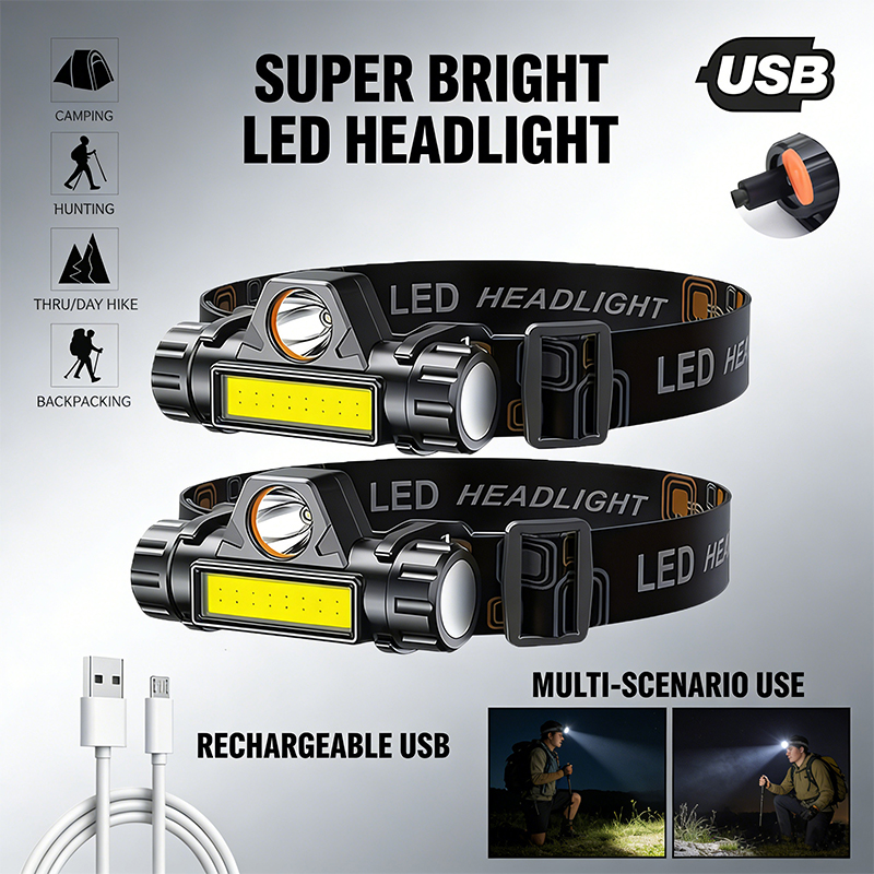 Headlamp Waterproof Rechargeable - Superheldere LED-koplamp Oplaadbare waterdichte zaklamp met