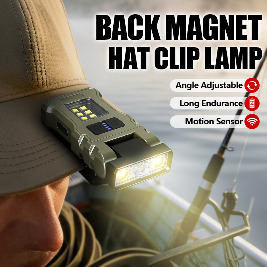 Headlamp Waterproof Rechargeable - 400LM USB C-koplamp, magnetische clip-on oplaadbare