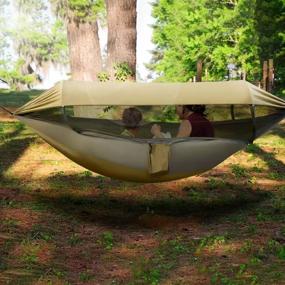 Hammock Rain Tarp - Dubbellaagse anti-rol hangmat met muskietennet, zonnescherm,
